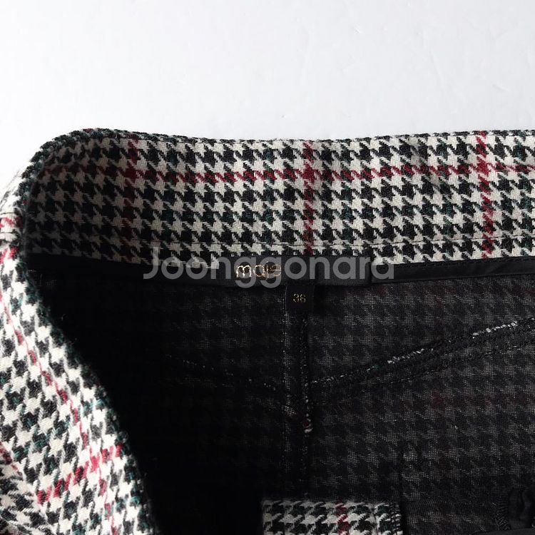 [S]maje마쥬 하운드체크 슬릿 울블렌드 롱 스커트 치마--4