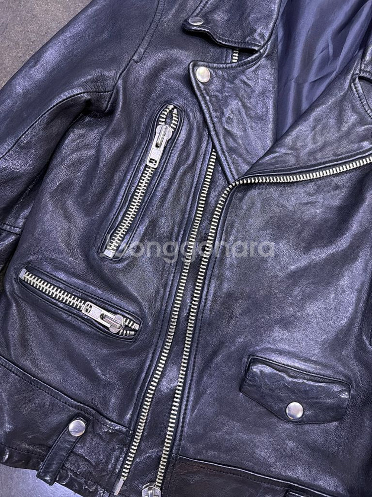 빈티지 양가죽 워싱 레더 지퍼 더블 라이더자켓 S--3