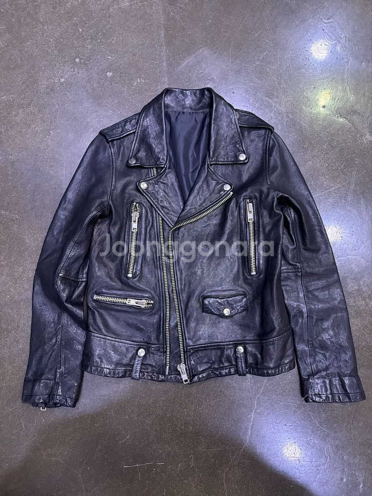 빈티지 양가죽 워싱 레더 지퍼 더블 라이더자켓 S--0