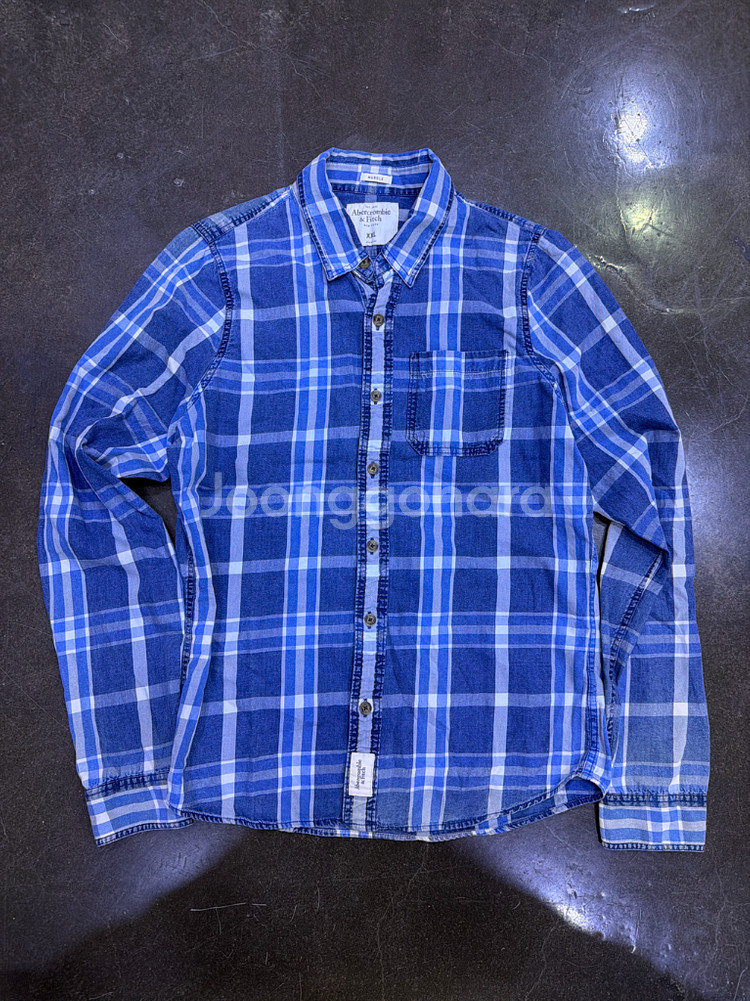 아베크롬비 블루 체크 셔츠 머슬핏 XXL--0