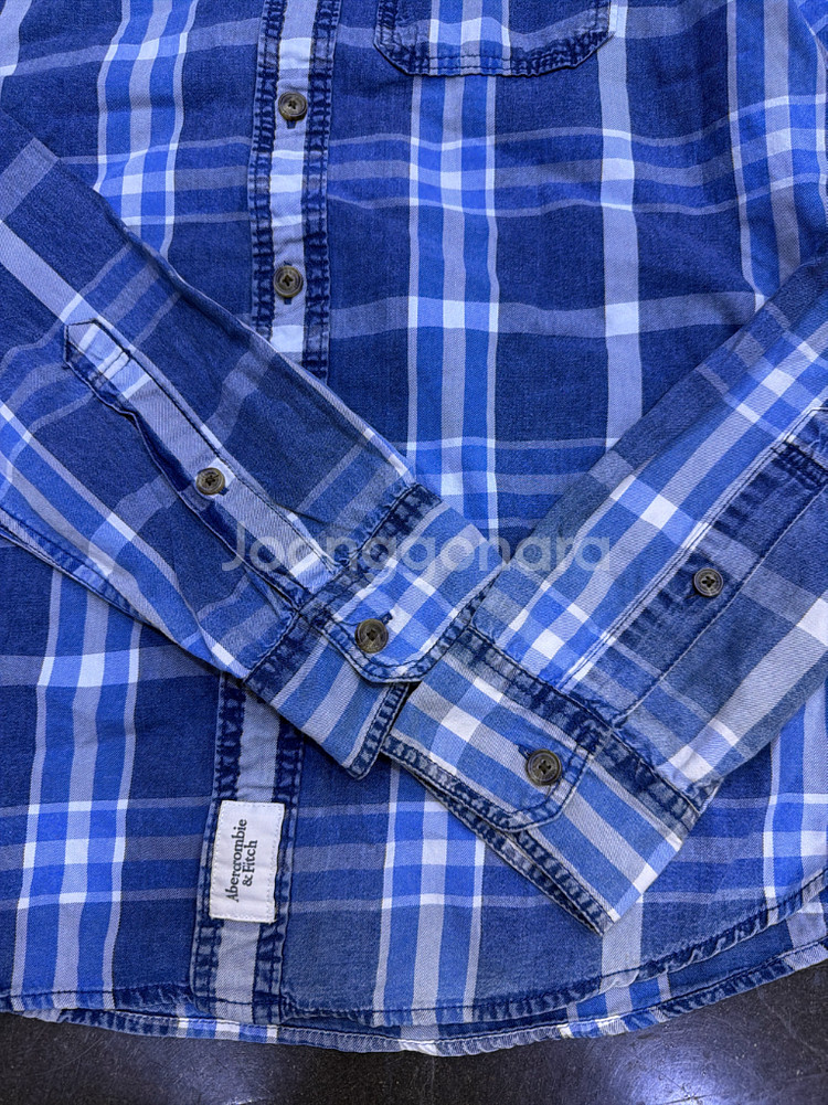 아베크롬비 블루 체크 셔츠 머슬핏 XXL--4