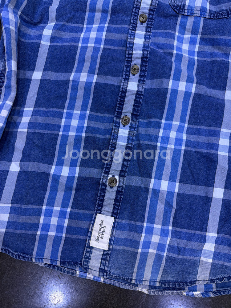 아베크롬비 블루 체크 셔츠 머슬핏 XXL--3