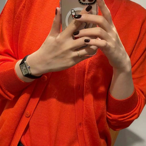 보웬 홀가먼트 허쉬니트가디건나시세트 오렌지색