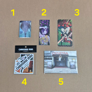 극장판 체인소맨 레제편 특전 리무버블 스티커 렌티큘러 포카 북마크 오리지널 티켓 원화 엽서