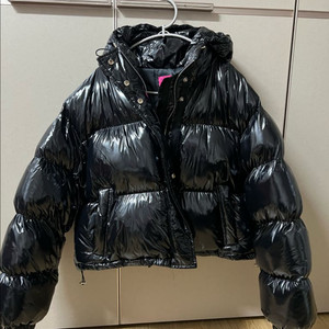 후드 블랙패딩 여성패딩 유광패딩 숏패딩