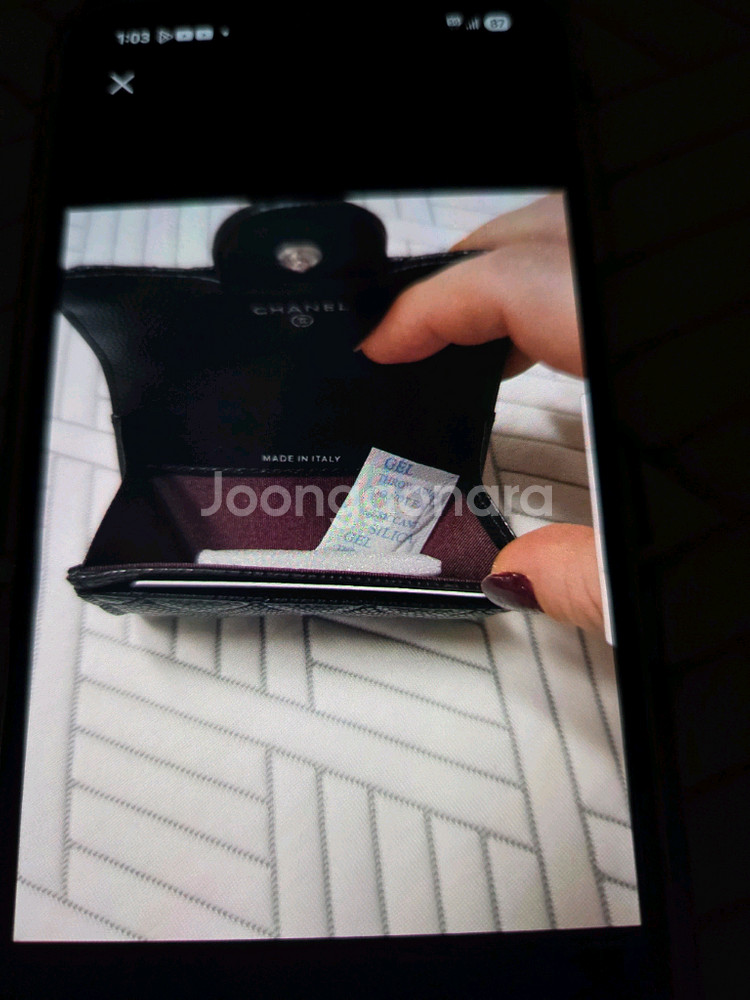 샤넬 캐비어 레더 카드지갑--2