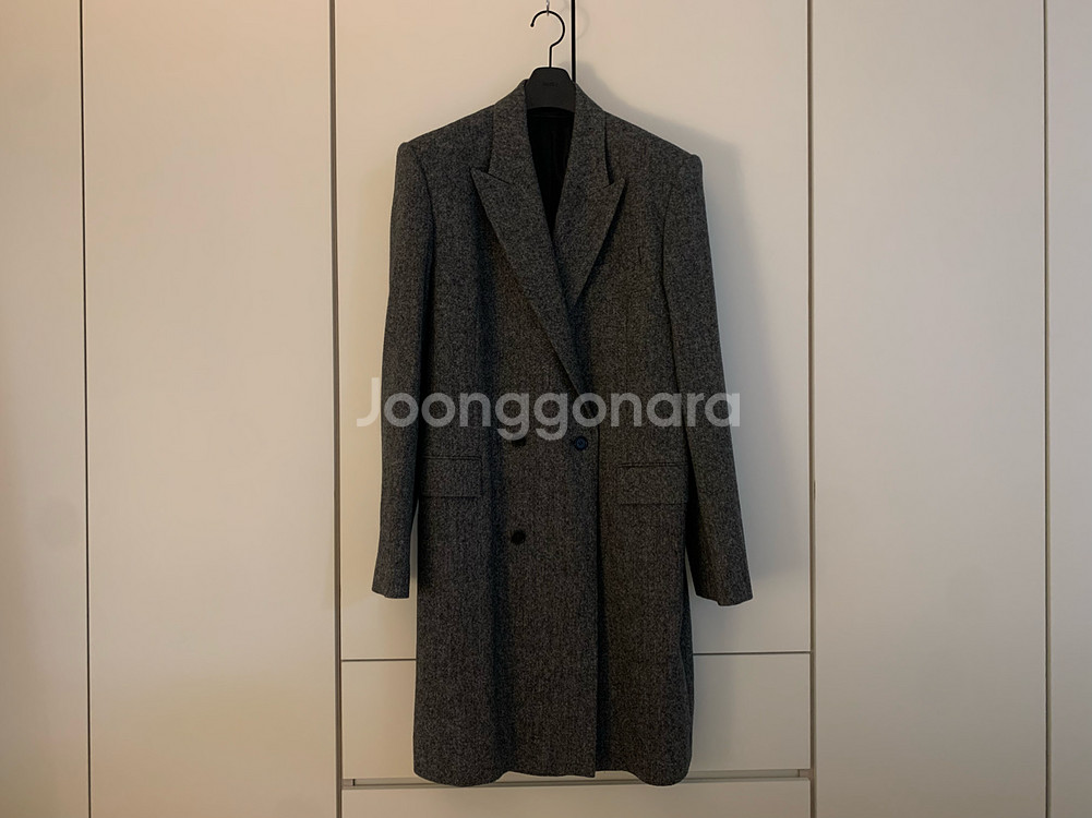 준지 헤링본 울 더블 코트 피크드라펠 상태깨끗 50사이즈(105--10