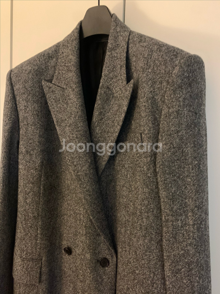 준지 헤링본 울 더블 코트 피크드라펠 상태깨끗 50사이즈(105--15