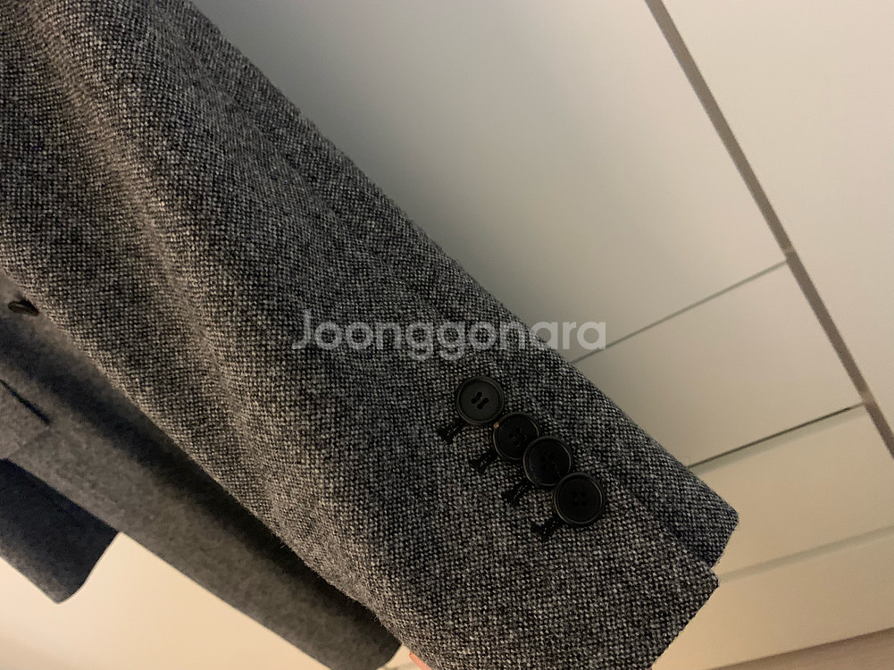 준지 헤링본 울 더블 코트 피크드라펠 상태깨끗 50사이즈(105--16