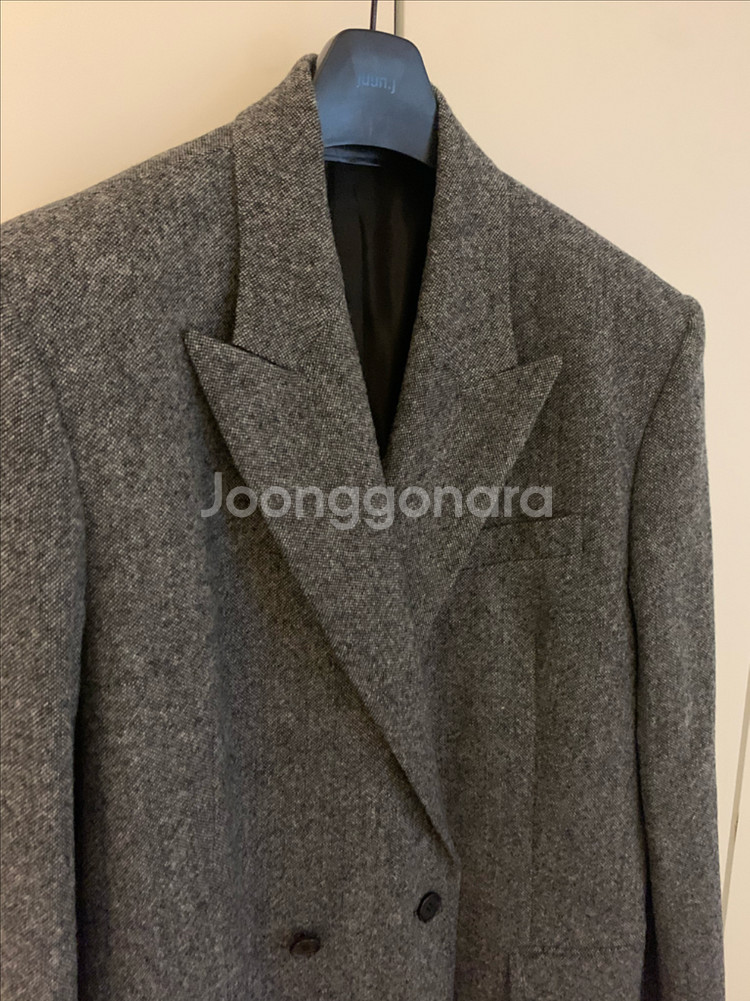 준지 헤링본 울 더블 코트 피크드라펠 상태깨끗 50사이즈(105--18