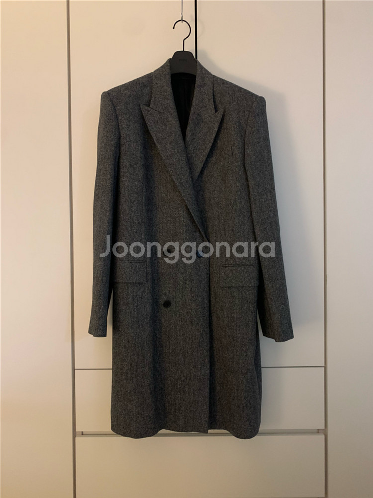 준지 헤링본 울 더블 코트 피크드라펠 상태깨끗 50사이즈(105--0