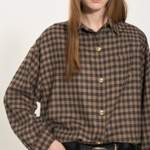 24 타임 울 블렌드 오버사이즈 체크 셔츠 랑방 마인 시스템