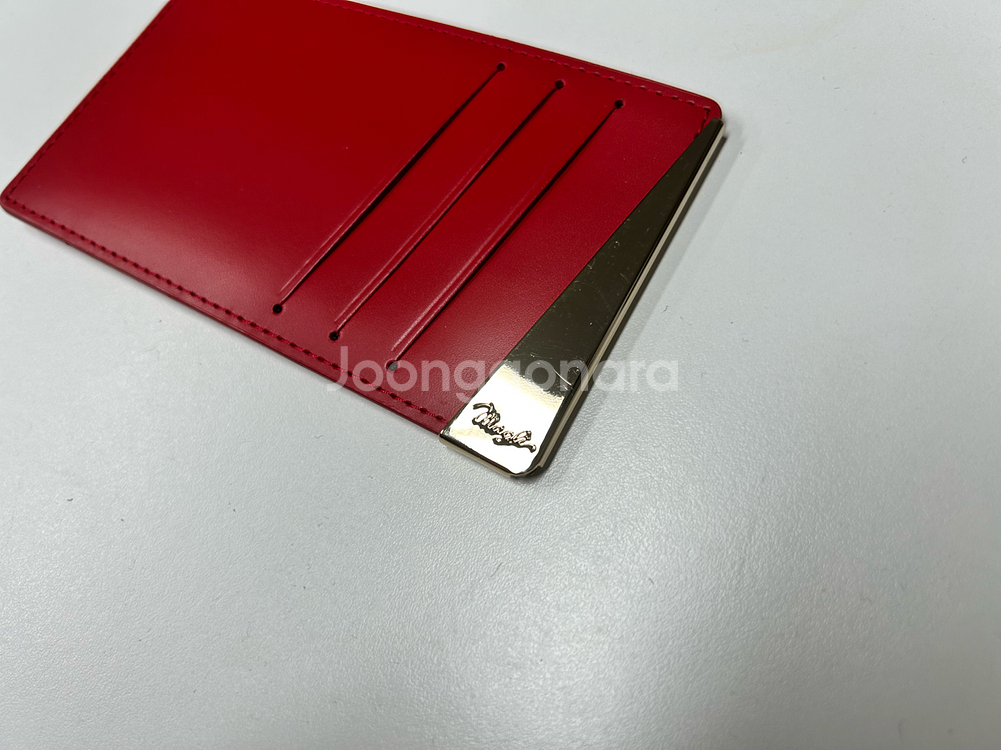 미니멀 카드 지갑 레드 새것--2