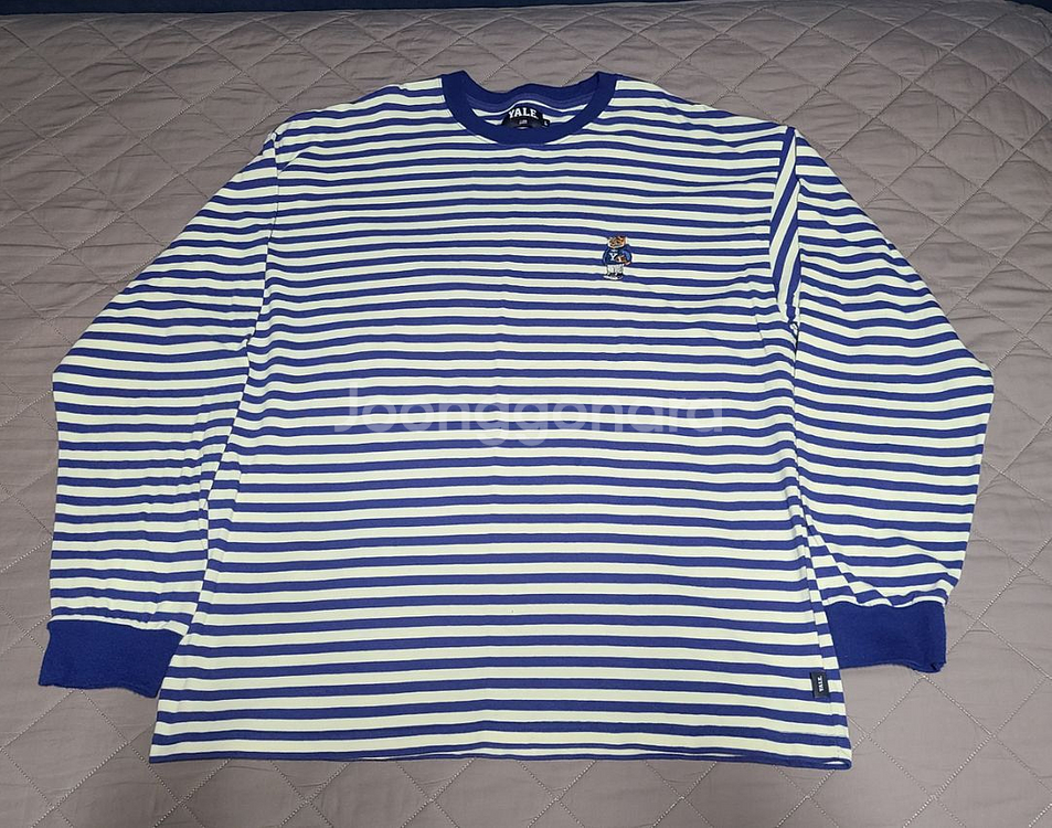 예일 스트라이프 자수 티셔츠--2