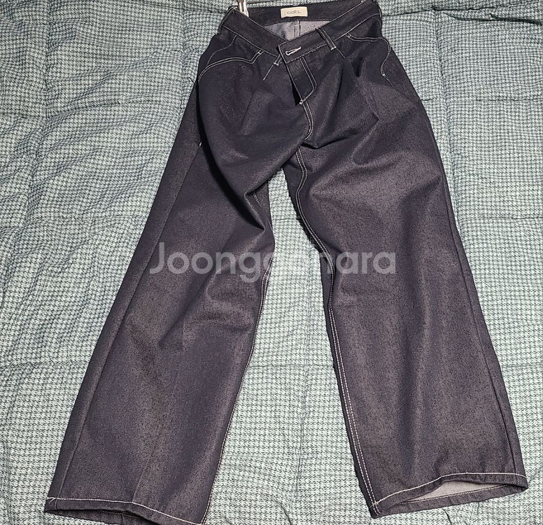 커스텀어클락 데님 원 턱 와이드 팬츠 급처--1