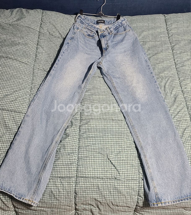 토피 와이드 워싱 라이트블루 데님 팬츠 급처--0