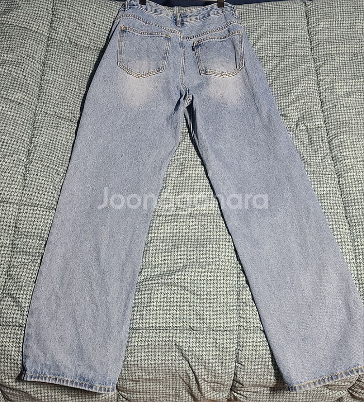 토피 와이드 워싱 라이트블루 데님 팬츠 급처--1