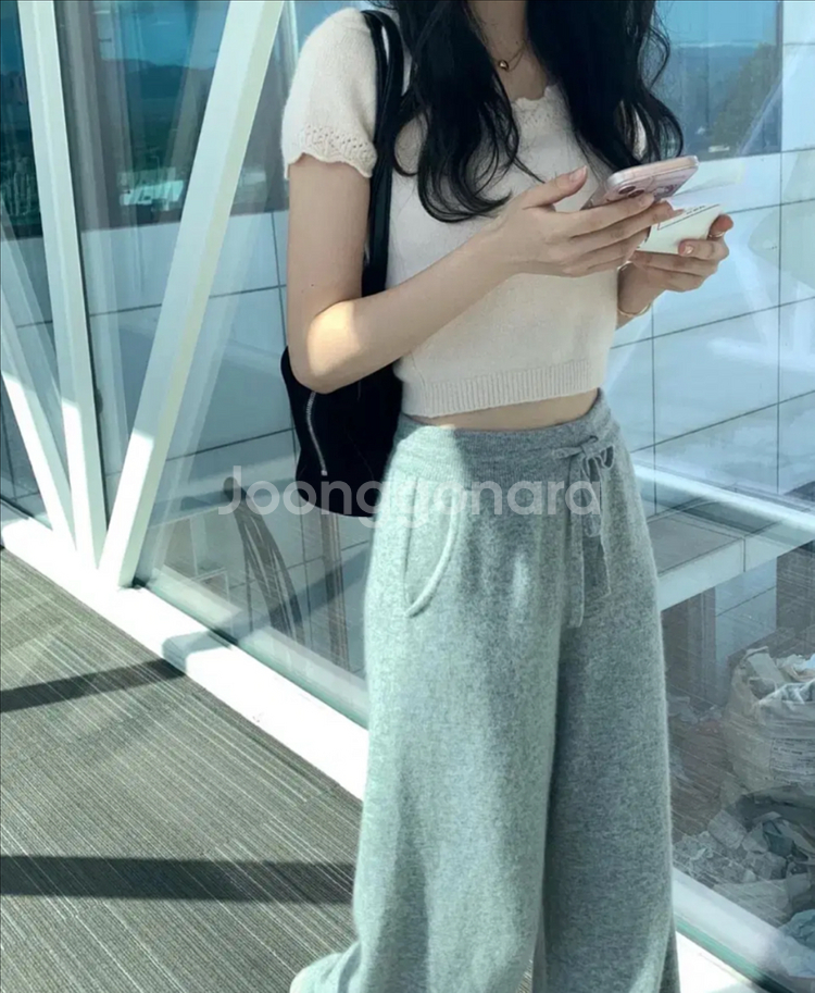 르플레인 캐시미어 니트팬츠 롱--1