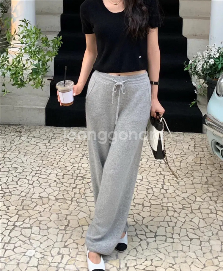 르플레인 캐시미어 니트팬츠 롱--0