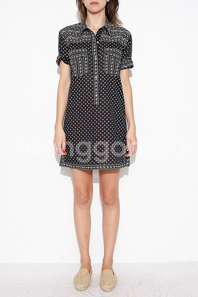 이자벨마랑 페이즐리 패턴 셔츠 미니원피스 반팔 블라우스 아사면 여행룩 휴가룩--1