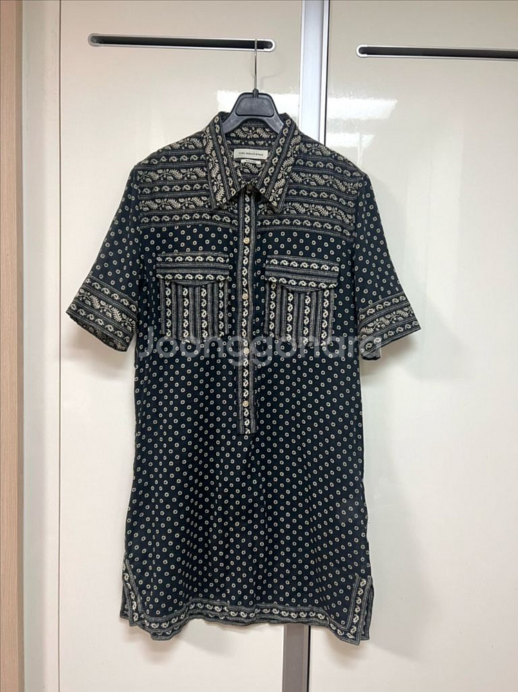 이자벨마랑 페이즐리 패턴 셔츠 미니원피스 반팔 블라우스 아사면 여행룩 휴가룩--4