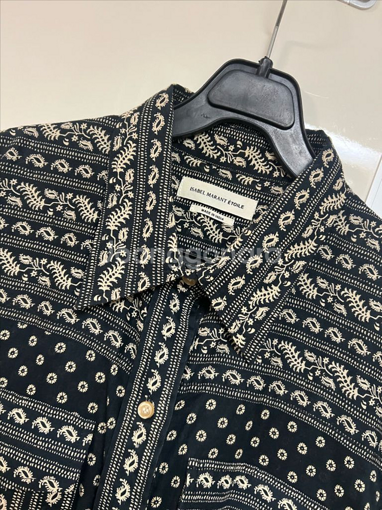이자벨마랑 페이즐리 패턴 셔츠 미니원피스 반팔 블라우스 아사면 여행룩 휴가룩--7