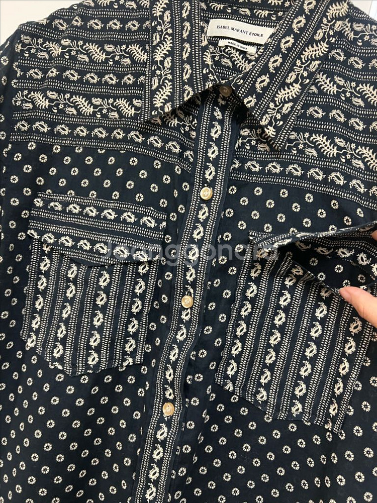 이자벨마랑 페이즐리 패턴 셔츠 미니원피스 반팔 블라우스 아사면 여행룩 휴가룩--14