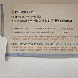 소노호텔&리조트 워터파크 2인 입장권