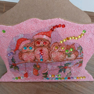[새것] 핑크 산타 부엉이 편지꽂이