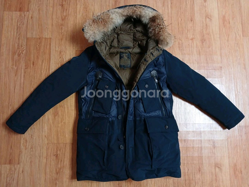 헤지스(정품) 남성 코요테퍼 다운 패딩 자켓 (네이비) (95~100) (상태 좋아요)--0