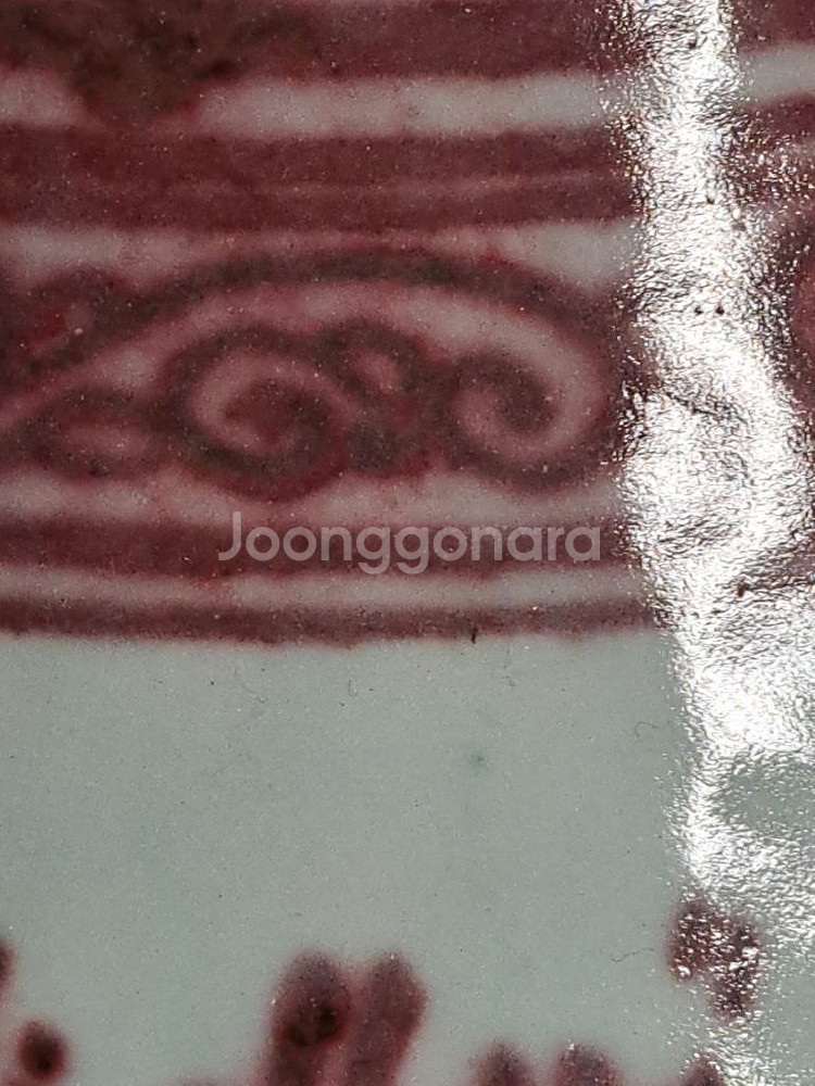 중국도자기 진사 유리홍 백자 옥호춘병. 화병.--3