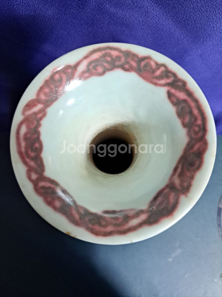 중국도자기 진사 유리홍 백자 옥호춘병. 화병.--4