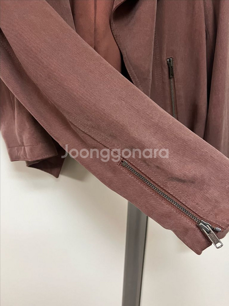 클럽모나코 바이커스타일 오픈 숏자켓 숄카라 빅카라 크롭 라이더 핑크브라운--14