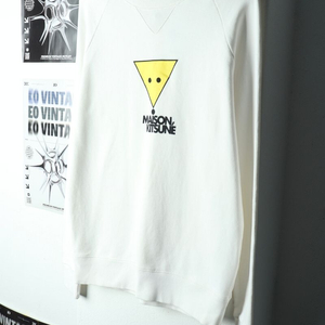 (M-L) 메종키츠네 맨투맨 티셔츠 나그랑 화이트