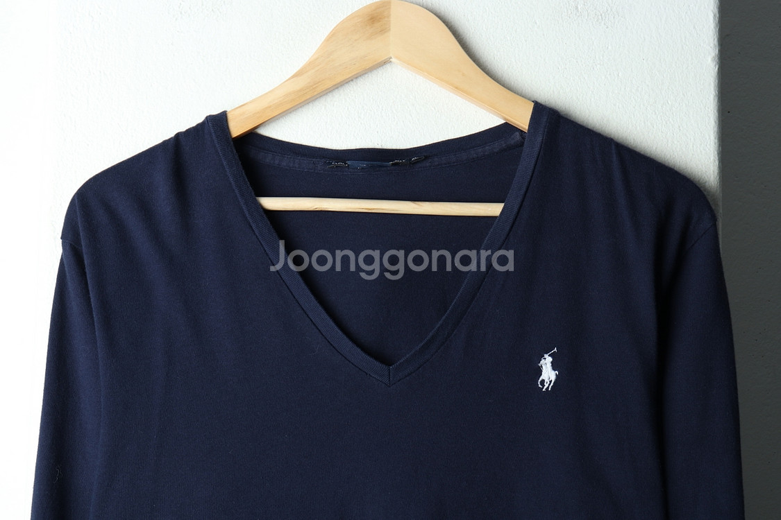 W(XL) 폴로 랄프로렌 긴팔티셔츠 브이넥 네이비--2