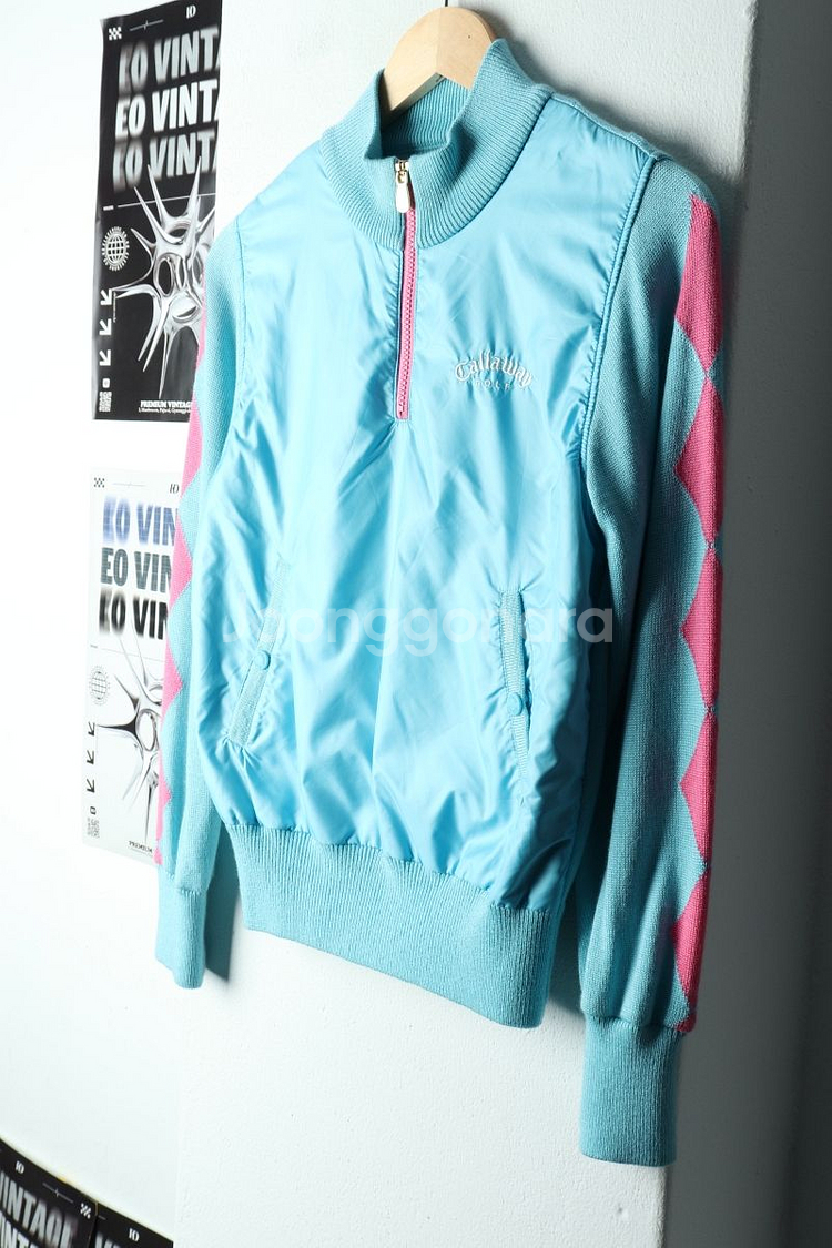 W(L) 캘러웨이 카라 긴팔티셔츠 골프 니트 반집업--0