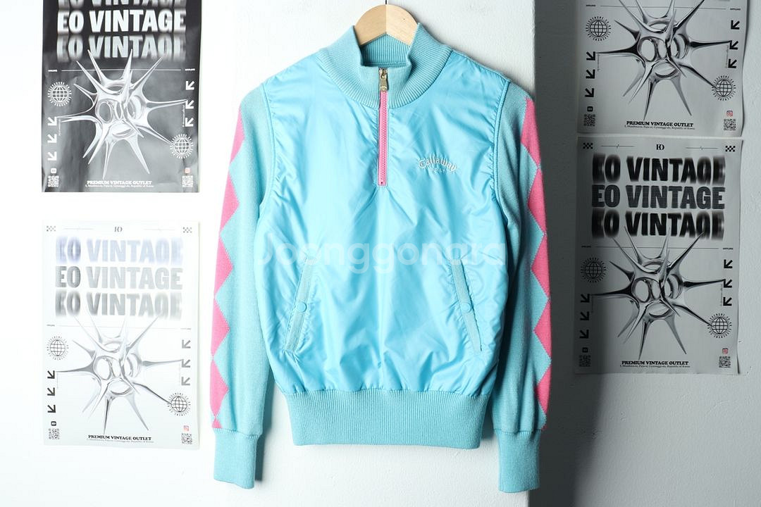 W(L) 캘러웨이 카라 긴팔티셔츠 골프 니트 반집업--1