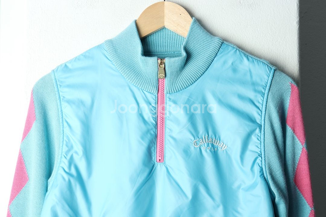 W(L) 캘러웨이 카라 긴팔티셔츠 골프 니트 반집업--2