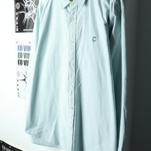 (2XL) 커버낫 셔츠 남방 빅사이즈 스트라이프 그린