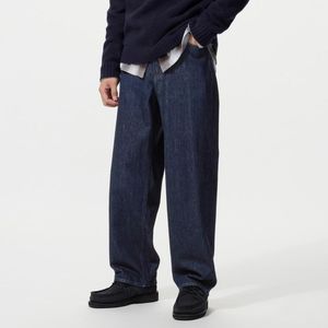 유니클로 와이드스트레이트진 블루