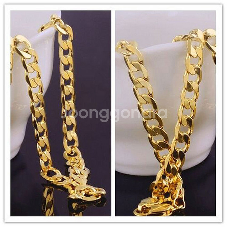 새 18K GF 7mm X 75cm 골드 스테인레스 목걸이--2