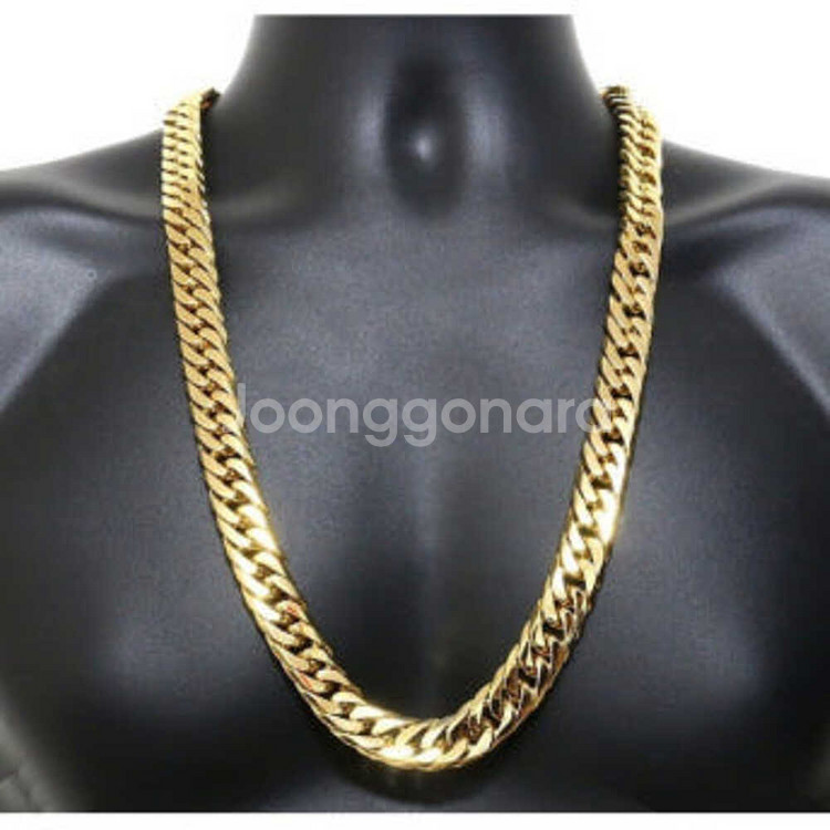 새 18K GF 7mm X 75cm 골드 스테인레스 목걸이--3