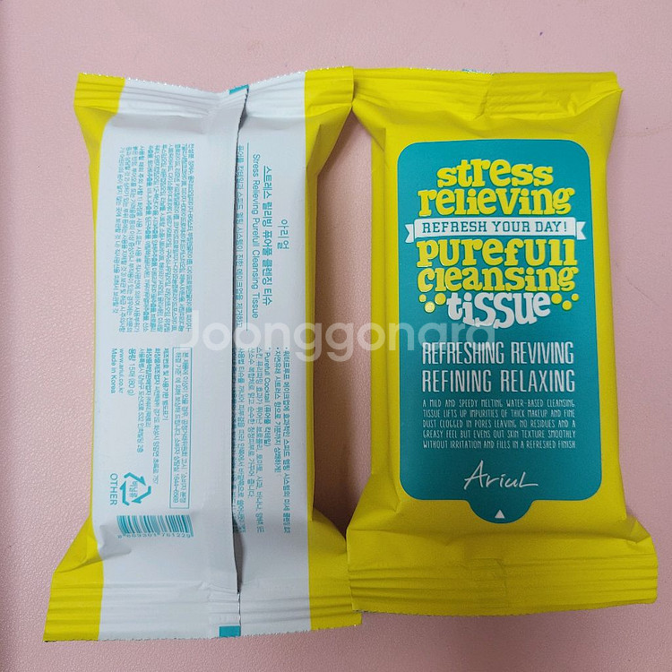 아리얼 스트레스 릴리빙 퓨어풀 클리징 티슈(15매)--1