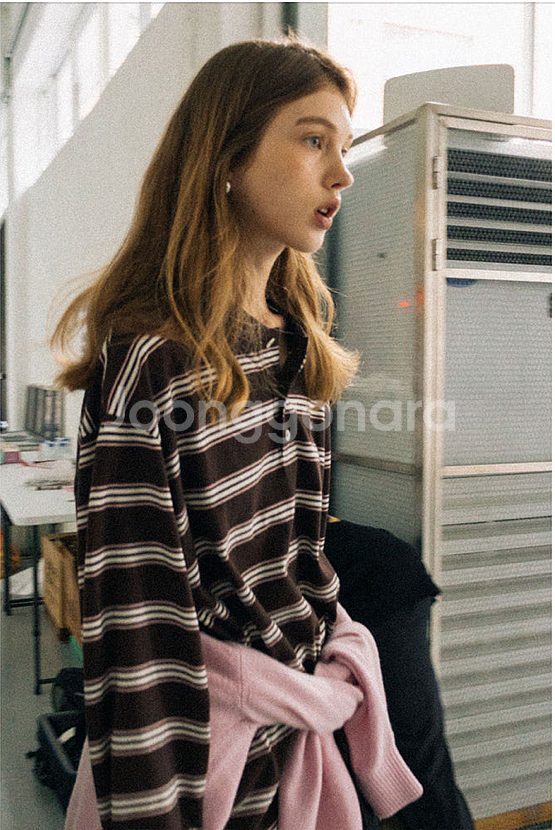 [던스트] 멀티 스트라이프 티셔츠 브라운 m--0