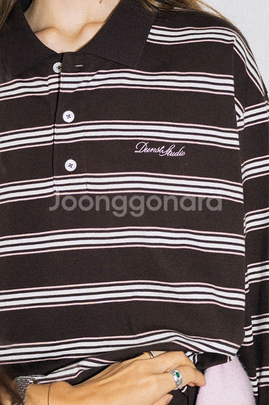 [던스트] 멀티 스트라이프 티셔츠 브라운 m--1
