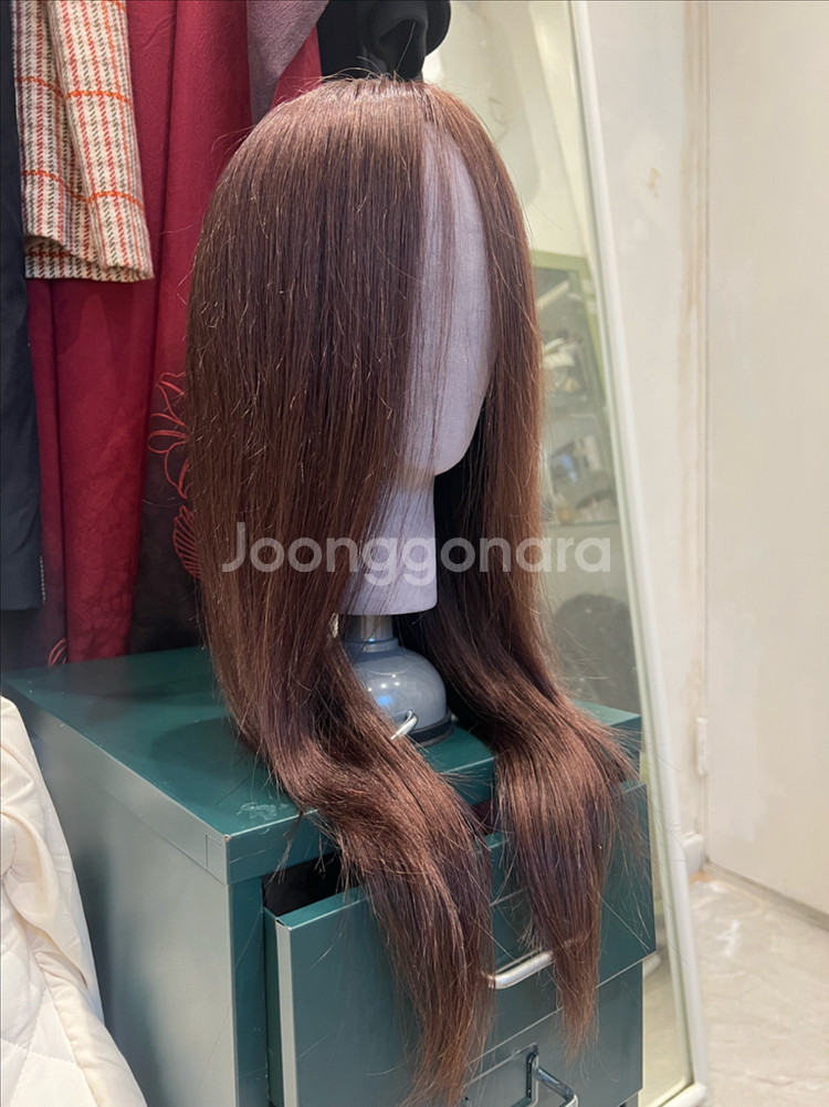 인모100프로 (다크브라운,롱기장)판매합니다 / 인모가발 수제가발 항암--0