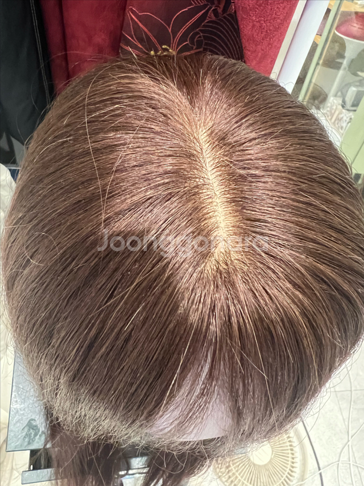 인모100프로 (다크브라운,롱기장)판매합니다 / 인모가발 수제가발 항암--4