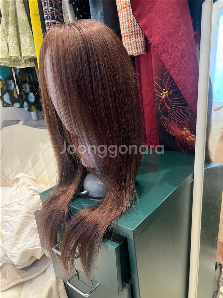 인모100프로 (다크브라운,롱기장)판매합니다 / 인모가발 수제가발 항암--2