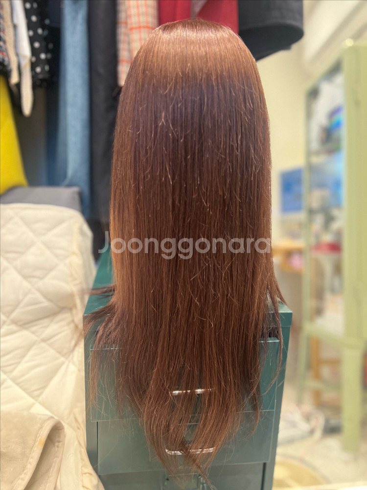 인모100프로 (다크브라운,롱기장)판매합니다 / 인모가발 수제가발 항암--6