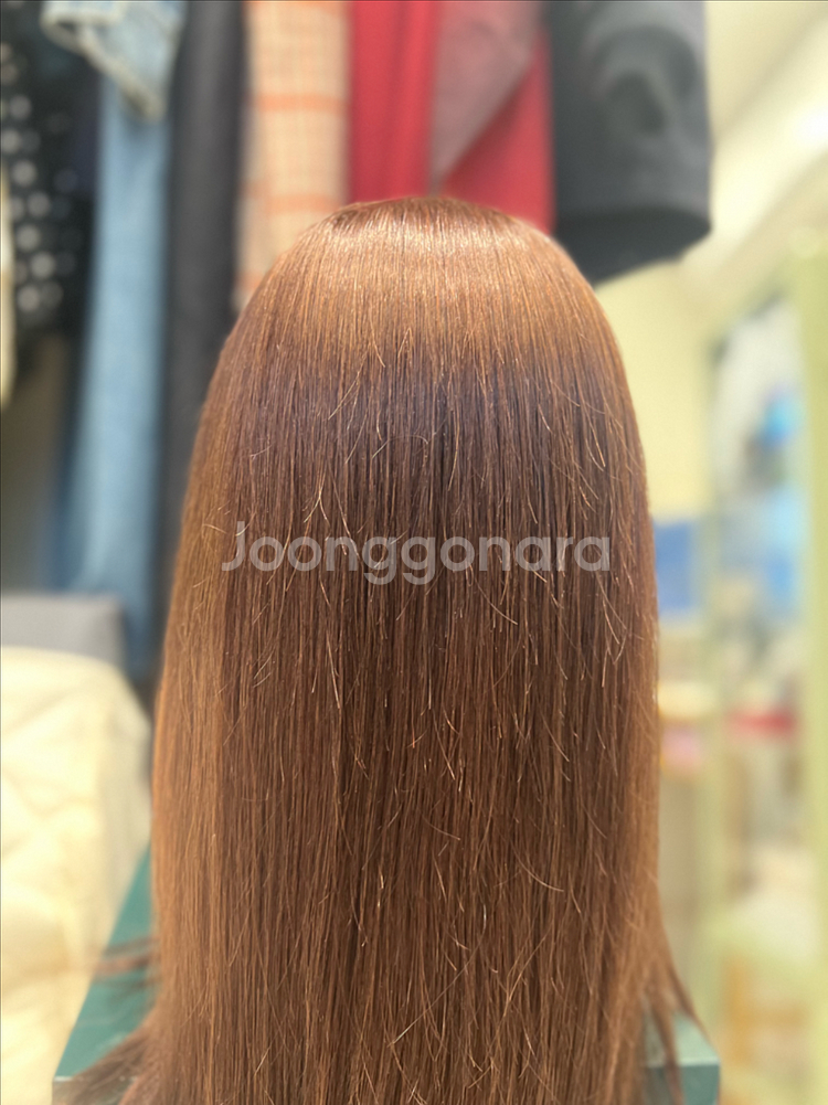 인모100프로 (다크브라운,롱기장)판매합니다 / 인모가발 수제가발 항암--7